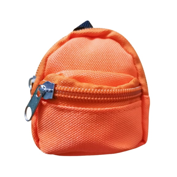 FACEGA 4Pcs Mini Doll Backpacks Mini Exclusive Diy Doll Accessories Double Zipper Structure Adorable Zipper Backpacks Orange