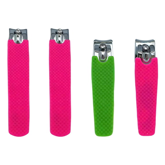 FACEGA 4Pcs Nail Clippers for Women,Stainless Steel Nail Clippers for Women,Silicone Handle Detail Clip Toe Nail Clippers,Mix4