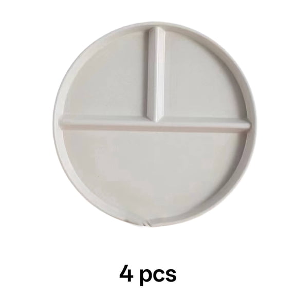 FACEGA 4Pcs Portion Control Plate,Durable Divided Plate with 3 Compartments,Meal Prep Dinner Diet Plates,White