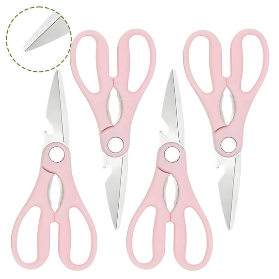 FACEGA 4Pcs Scissors All Purpose,Opening A Bottle Cap 7.7" Adult Scissors,Cold Walnuts Sewing Scissors,Pink