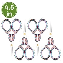 FACEGA 4Pcs Scissors All Purpose,Relief Pattern 4.5" Fabric Scissors,Pointed Scissors for Office,Multcolor1