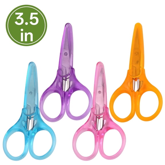 FACEGA 4Pcs 3.5" Multicolor Scissors - Straight Handle, Pointed, For Fabric, Sewing & All Purpose