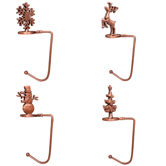 FACEGA 4Pcs Stocking Hanger,No Deformation Stocking Holder Stand,One-Piece Molding Thickened Material Stocking Hooks for Mantle,Red