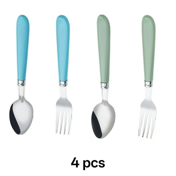 FACEGA 4Pcs Toddler Fork and Spoon Set,High-Quality Stainless Kids Cutlery Stainless Steel Set,Durable Corrosion-Resistant Kids Spoon Fork Set,Multicolor3