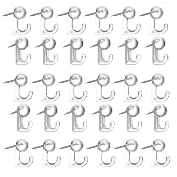 FACEGA 50 Pcs Thumb Tacks,Versatile Use Mop and Broom Holder Wall Mount,Transparent and Discreet Broom Hanger Wall Mount,Silver
