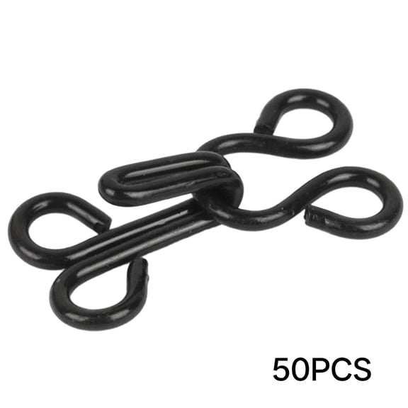 FACEGA 50Pcs Button Hooks,Eyes Closure Buckle,Sewing Handcraft Tools,Black