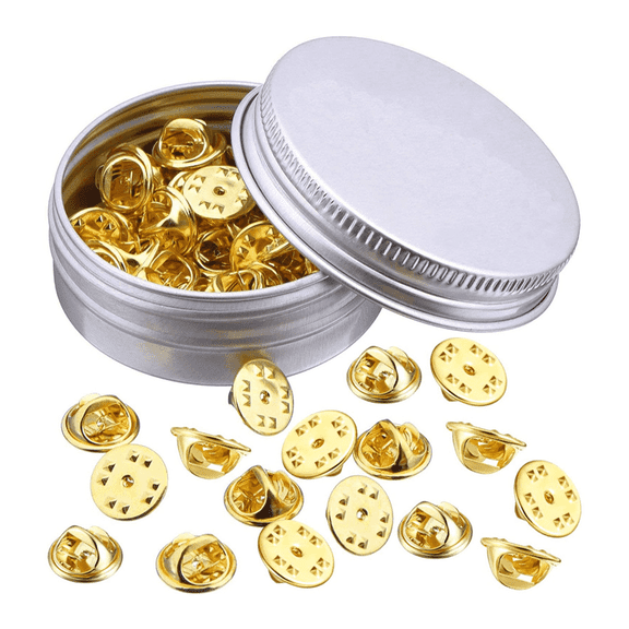 FACEGA 50Pcs Locking Pin Backs,Safe and Stable Backing Pin Backs,Reliable Materials Brooch Pins,Gold color