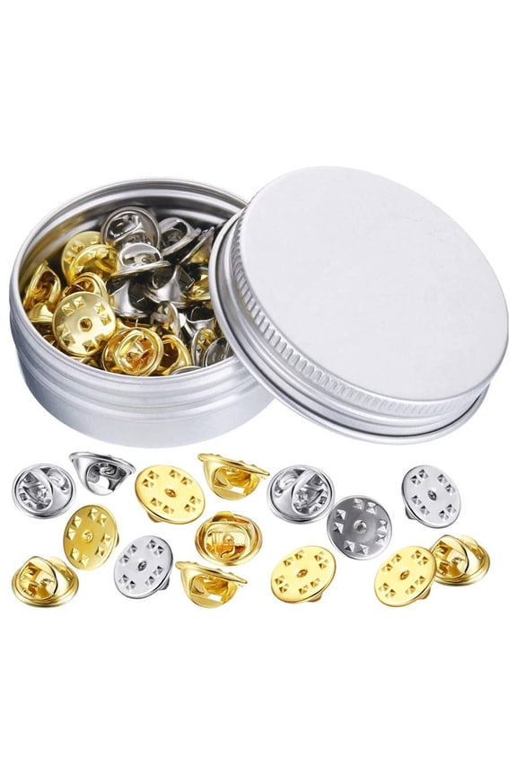 50Pcs Locking Pin Backs,Sturdy, Unique Clasp Design Pin Backs,Securely Locks Brooch Pins,Gold and Silver