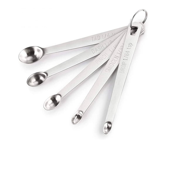 FACEGA 5Pcs Measuring Spoons Mini Teaspoon Measuring Spoons Multifunctional Stackable Storage Stainless Steel Measuring Spoons,Silver