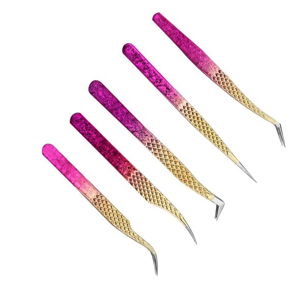FACEGA 5Pcs Tweezers,Easy Control Tweezers for Men,High-Density Grip Lash Perfection Lash Extension Tweezers,Style3