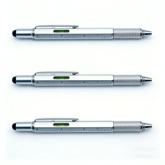 FACEGA 6 in 1 Multitool Pen,Multitool Tech Tool Pen for Men,Plastic Construction Tools Gadget Stocking Stuffers Gifts for Dad Husband Father - Silver,3pcs