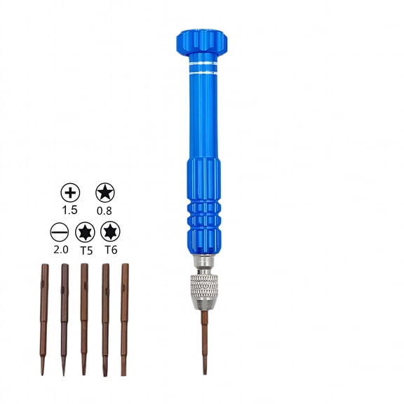 FACEGA 6-in-1 Precision Screwdriver Set - Aluminum Alloy Pentalobe Screwdriver with Phillips Flathead Torx Hex Bits, Multi-Bit Repair Tool for iPhone, Smartphone, PC, Laptop, Electronics Disassembly