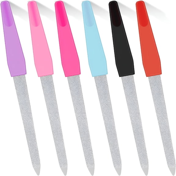 EXLEAF Pcs12 Metal Nail File Double Sided Grit Stainless Steel Natural Finger Emery Boards