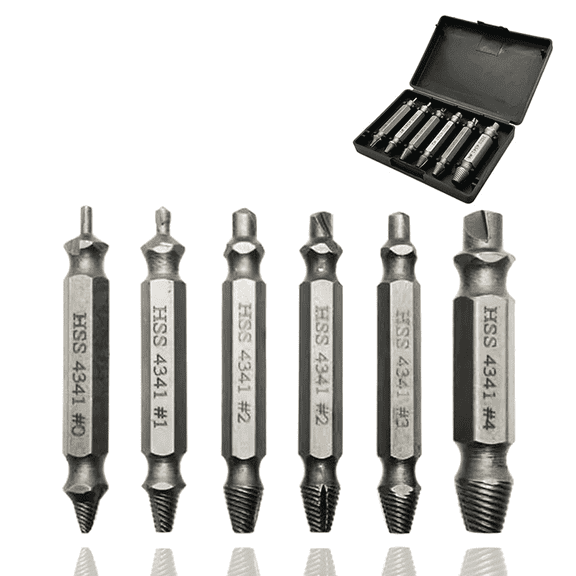 FACEGA 6Pcs Screw Extractor Set Reverse Thread Removal Easy Out Screw Extractor Set Universal Removal Tool Bolt Extractor Style