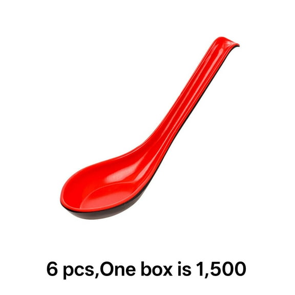 FACEGA 6Pcs Soup Spoons Reusable Asian Soup Spoon Elegant Practical Soup Ladle,Red&Black