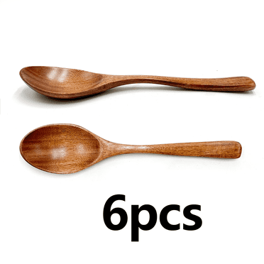 FACEGA 6Pcs Soup Spoons,Wooden Spoons for Eating,Asian Soup Spoon,Large Tip