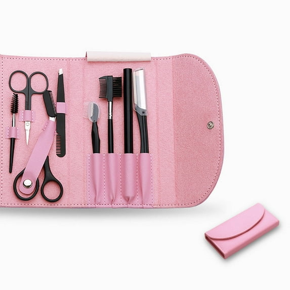 FACEGA 8Pcs Tweezers,Complete Brow Care Long Tweezers,Accurate Design Convenient Storage Lash Extension Tweezers,Pink