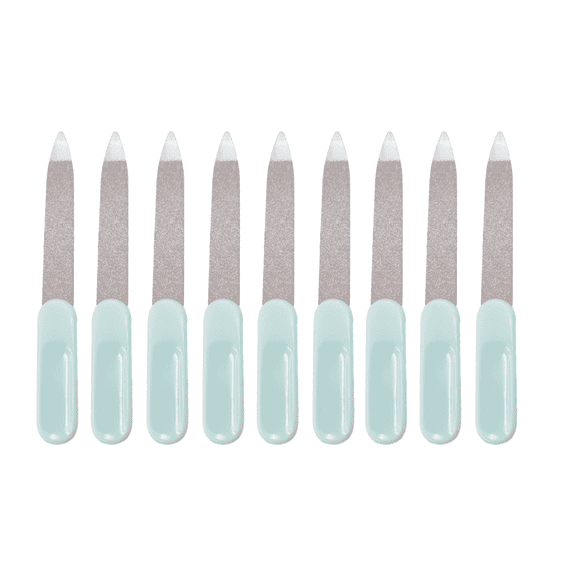 FACEGA 9 Pcs Nail Buffer,Stainless Steel and Plastic Handle Metal Nail File,Portable and Efficient Filing Emery Boards for Nails,Blue