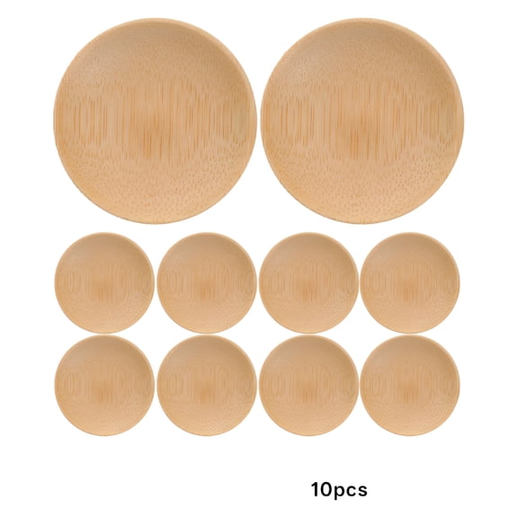 FACEGA Bamboo Mini Sauce Dish Wooden Bowl Tableware Bowls Condiment Cups Round Plates Small Dipping 10 Pcs