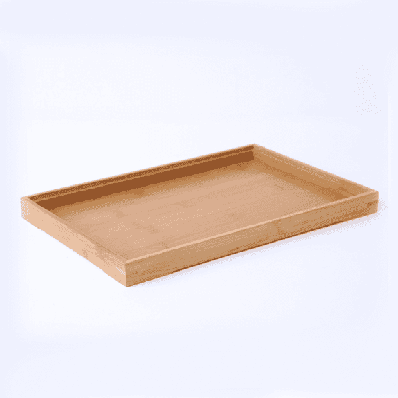 FACEGA Bamboo Serving Tray, Multi-Functional Wooden Tray for Tea, Drinks & Food, Easy to Clean and Durable, Large Capacity for Home Use,28*21*2.5cm