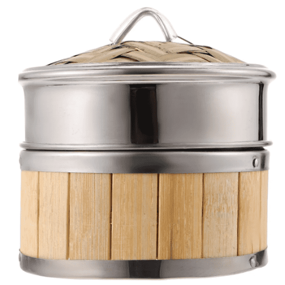 ACDANC 10" Bamboo Steamer Basket,Natural Handwoven for Dumplings & Vegetables,Compact Storage