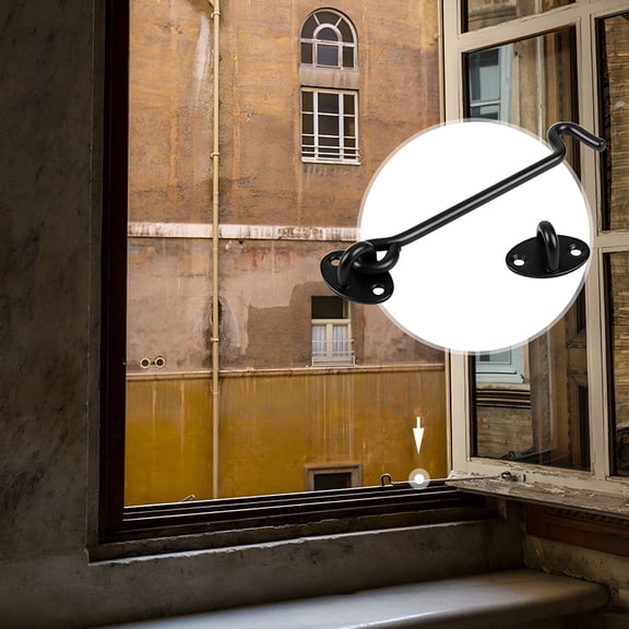 FACEGA Barn Door Lock,Hook And Eye Latch For Door,Rust-Proof Barn Door Hook Latch,4" Privacy Lock for Sliding Doors,Bathrooms,Outdoor - Black with Screws,1 Pack