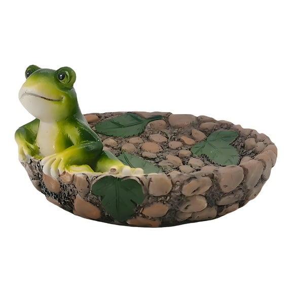 FACEGA Bird Bath,Outside Frog Design Bird Bath,Garden Decor Water Basin