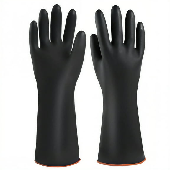 FACEGA Black Rubber Gloves Extra Large 22" Long Gloves Reusable Dishwashing Household Cleaning Work Heavy Duty Industrial Rubber Glove