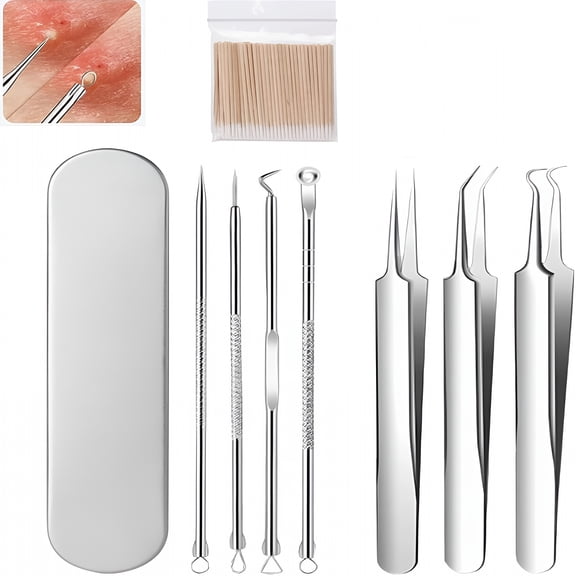 FACEGA Blackhead Tools, Tweezers, Blackhead Remover, Stainless Steel Blackhead & Extractor Set, Gentle and Easy to Clean