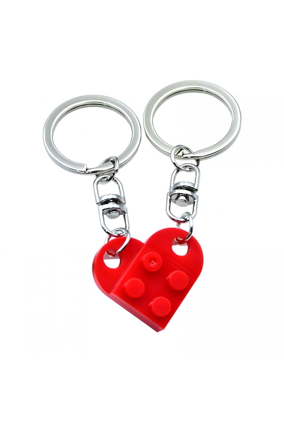 Brick Matching Couple Heart Keychain for Boyfriend Girlfriend Valentines Day Stuff Him Friends Set Matching Keychains for Couples