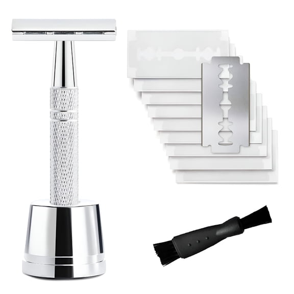 FACEGA Double Edge Safety Razor for Women,with 10 pcs Safety Razor Blades Single Blade Razor Reusable Travel Essentials Women Razor for Face, Legs, Underarm, Bikini, Sensitive Skin, Shaving, Gift