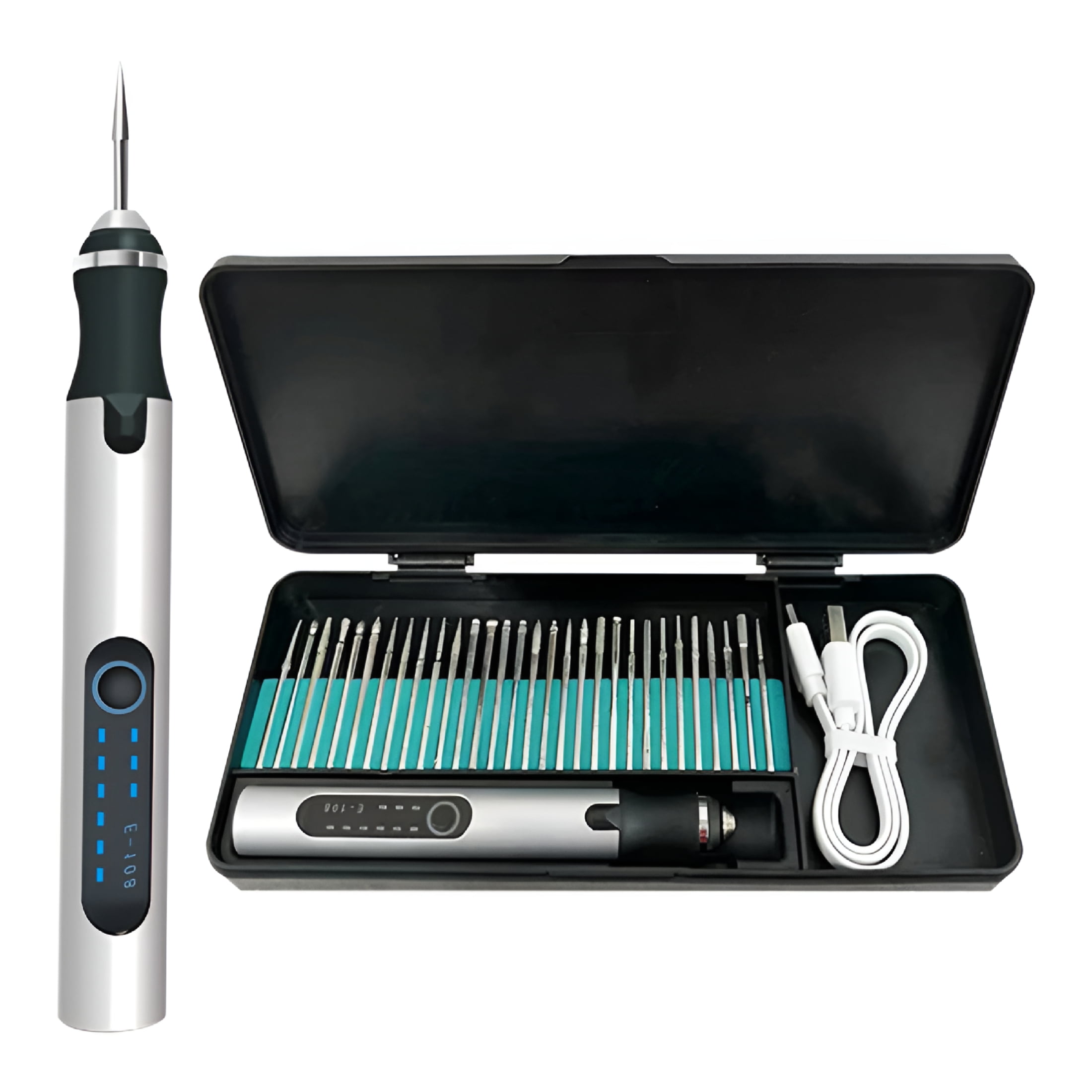 FACEGA Electric Engraving Pen Kit with 30 Bits, USB Rechargable Cordless Engraving Tools, Portable DIY Engraving Pen for Metal, Wood, Stone, Jewelry, Glass and Plastic