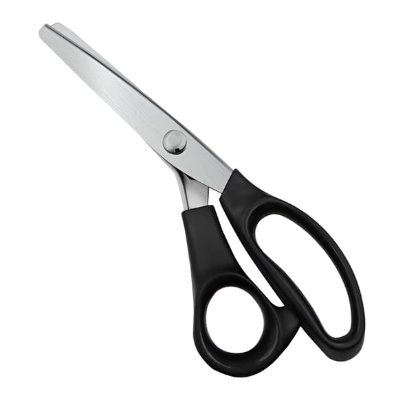 FACEGA Ergonomic Stainless Steel Triangular Pinking Shears for Precision Decorative Cutting - Ideal for Fabric,Leather,Plastic,and Paper Black