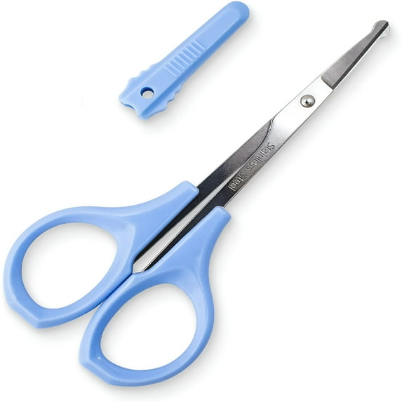 FACEGA Eyebrow Scissors,Small Scissors for Facial,Nose,Eyebrow,Mustache,and Beard Hair Trimming & Grooming,Safety Edge,Blue Short Cap