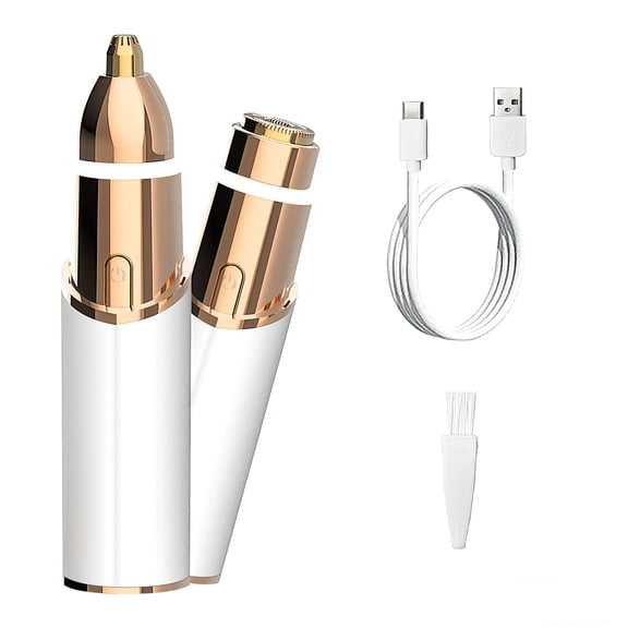 FACEGA Face Trimmer,2 in 1 Portable Electric Eyebrow Trimmer,Gentle Painless Nose Hair Trimmer with Led Lights,Hair Trimmer for Armpit,Arm,Bikini,Hand