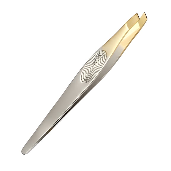 FACEGA German Stainless Steel Tweezers with Gold Tips, Surgical-Grade Slanted Beauty Tool for Eyebrows, Facial Hair, and Splinter Removal