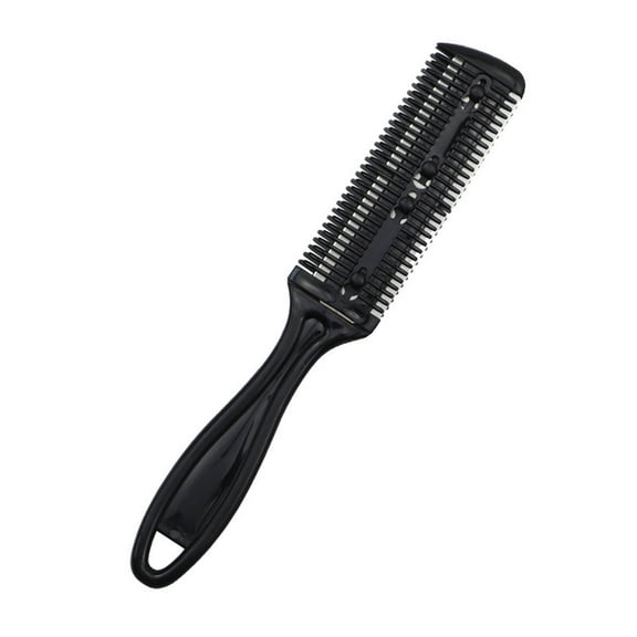 FACEGA Hair Brush Portable Handy Razor Comb Multi-Functional Fashionable Hair Cutting Kit with Double-Sided Blade Designe,Black