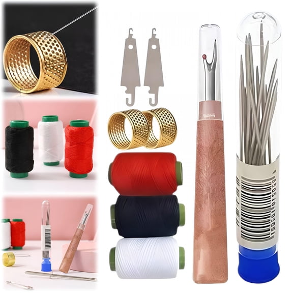 FACEGA Hand Sewing Needles Kit, 25 Piece Needles with Large Eye, Stainless Steel, Beginner Friendly, with 2 Thimble, 3 Thread, 2 Threader, 1 Seam for Home, Travel, Easy Storage, Sewing Supplies