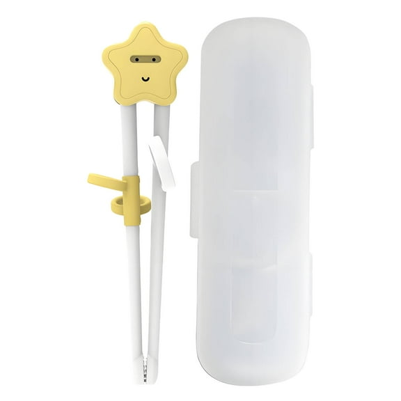 FACEGA Kids Chopsticks,Enhances Coordination Reusable Chopsticks,Elastic Finger Rings Chopsticks for Kids,Yellow