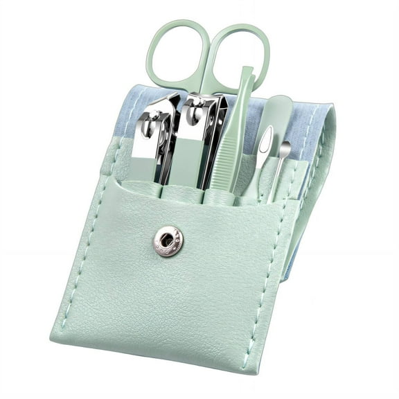 FACEGA Manicure Kit,Stainless Steel Tools,Nail Kit for Women,Leather Travel Case,Compact Portable Set for Women,Green