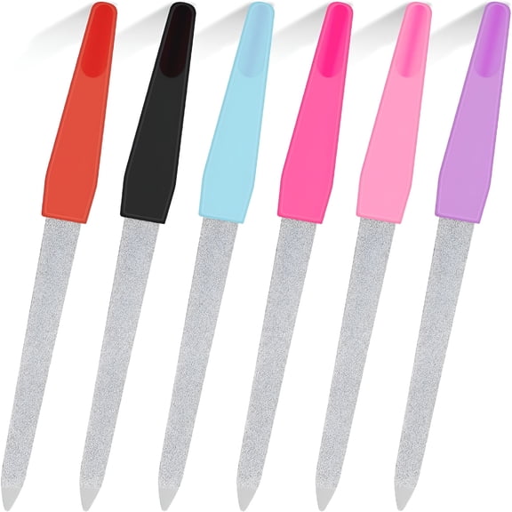 FACEGA Metal Nail File 6 Pack, Double Sided Stainless Steel Nail Filers, Compact Emery Boards for Shaping, Polishing, and Styling Natural or Gel Nails, Random Color