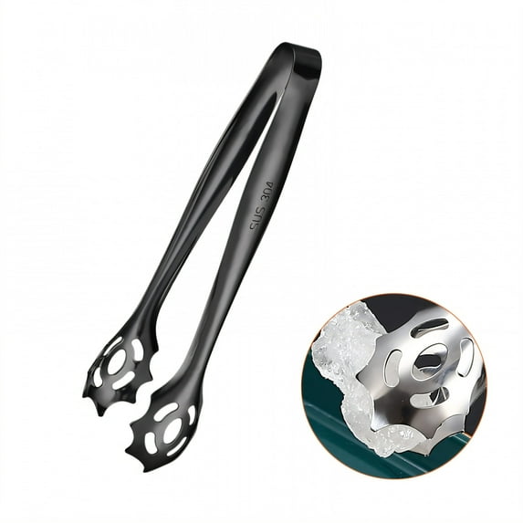 FACEGA Metal Tongs,Mesh-Style Claw 304 Stainless Steel Tongs,U Form Grip 5.5" Cooking Tongs,For Pick Up, Sugar Cubes, Milk Balls,Black