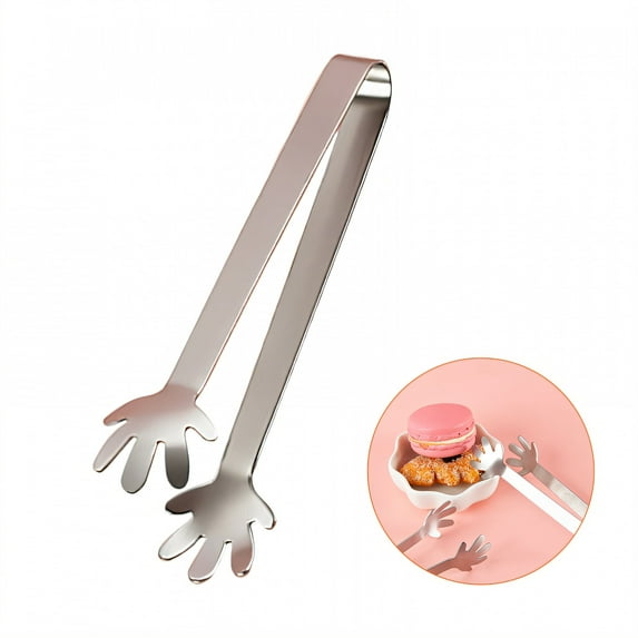 FACEGA Metal Tongs,Palm Style Stainless Steel Serving Tongs,U Type Handle 4.92" Tongs for Serving Food,For Pick Up, Sugar Cubes, Milk Balls,Style1