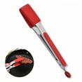 thumbnail image 1 of FACEGA Metal Tongs,Rectangular Silicone Gripper Tip Stainless Steel Stainless Steel Tongs,Locking Tab 10" Tongs for Serving Food,For Baking, Picking Up Food, Picking Up Bread,Red, 1 of 7
