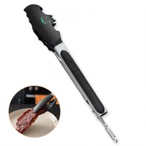 FACEGA Metal Tongs,Silicone Clip Head Stainless Steel Tongs for Grilling,Halloween-Themed Design 10" Grill Tongs,For Baking, Picking Up Food, Picking Up Bread,Black