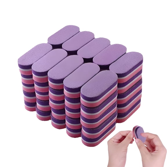 FACEGA Mini Nail Files Block, 100/180 Grit Sponge Nail Buffers For Acrylic Nails, Buffing Block Double Sided For Manicure Tools - Pink/Purple