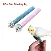FACEGA Pet Enjoy 2Pcs Bird Perch Stand Toys,Wood Parrot Perch Stand Grinding Paw Stick,Bird Exercise Toys Cage Accessories for Budgies Parakeet Cockatiel