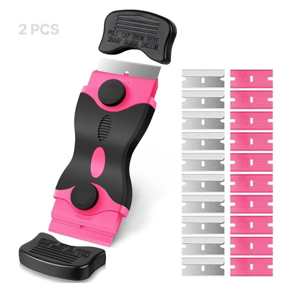 FACEGA Razor Blade Scraper,Dual-Head Scraper Plastic Razor Blades,Multi-Purpose Cleaning Effective Design Plastic Scraper,Style1