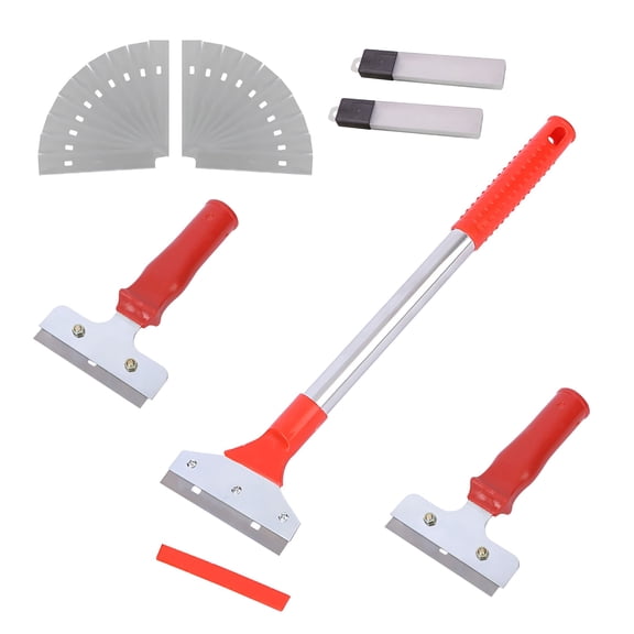 FACEGA Razor Blade Scraper,Heavy Duty Paint Scraper Tools 20 PCS Blades,Floor Scraper with Long Short Handle Scraper for Cleaning Wall,Windows,Glass,Stovetop,Removing Labels,Stickers,Decals,Paint