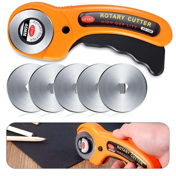 FACEGA Rotary Cutter,Professional 45mm Rotary Fabric Cutter With 5 Blade,Rotary Cutter for Fabric,Card Paper Sewing Quilting Roller Fabric Cutting Tailor Scissors Tool Dress Clothes Making DIY Tool